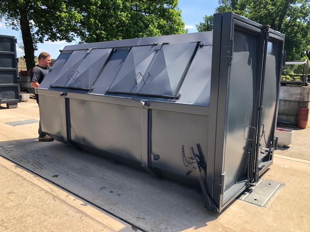 Grijze 9 m3 portaalarmcontainer - Gesloten