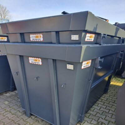Grijze portaalarmcontainers met een inhoud van negen kubieke meter